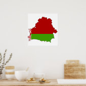 Grootte Wit-Russische vlaggenkaart Poster (Keuken)