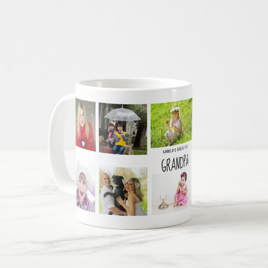 Grootvader 10x Fotocollage van kleinkinderen Mok (Voorkant links)