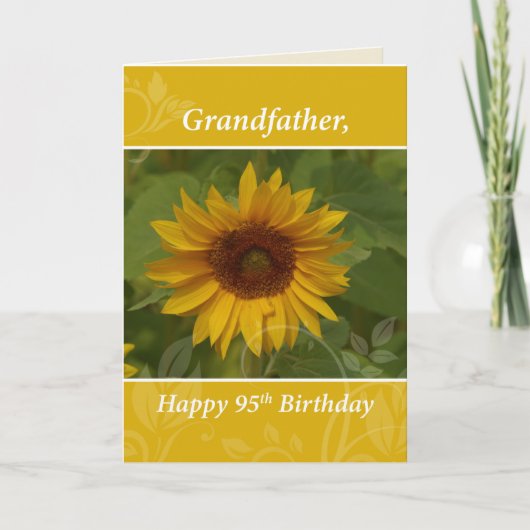 Grootvader 95th Birthday met zonnebloem Kaart (Voorkant)