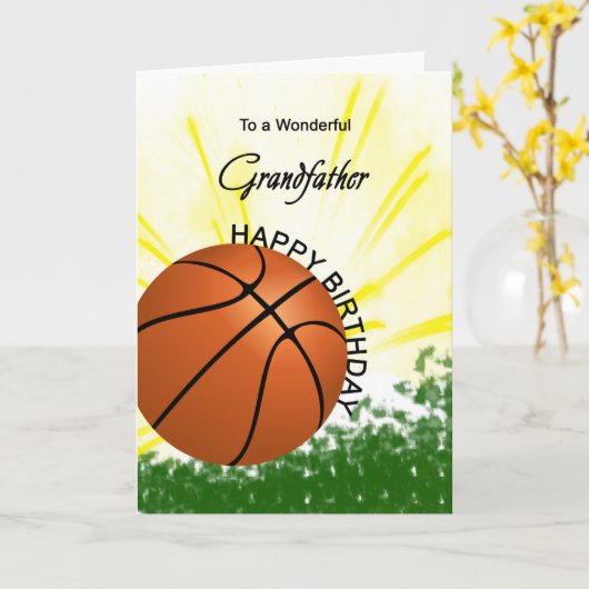 Grootvader Basketball Birthday Card Kaart (Gele Bloem)