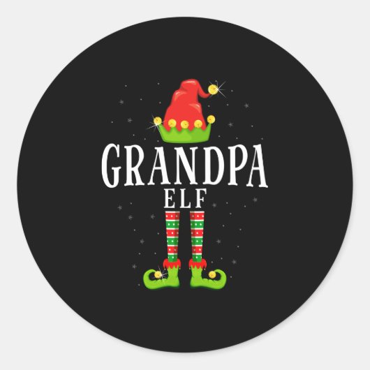 Grootvader elf kerst bijpassende xmas pyjama ronde sticker (Voorkant)