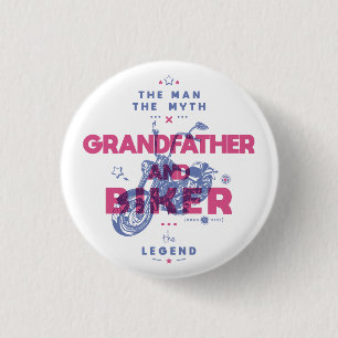 Grootvader en fietser het man de mythe van de lege ronde button 3,2 cm