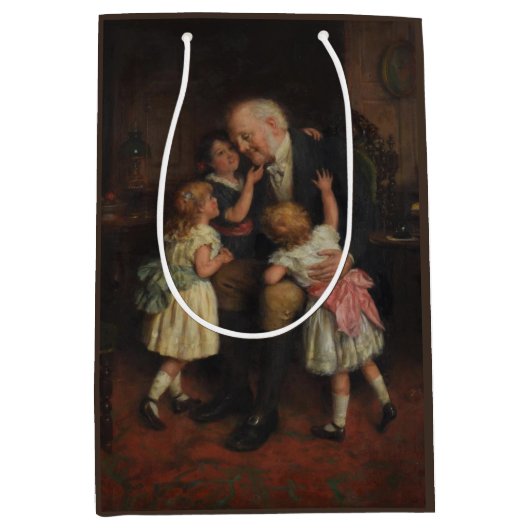 Grootvader en kleindochters (door Joseph Clark) Medium Cadeauzakje (Voorkant)