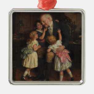 Grootvader en kleindochters (door Joseph Clark) Metalen Ornament