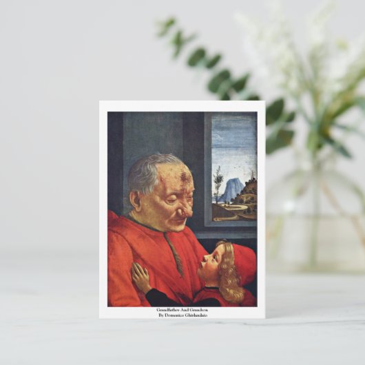 Grootvader en kleinzoon door Domenico Ghirlandaio Briefkaart (Staand voorkant)