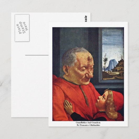 Grootvader en kleinzoon door Domenico Ghirlandaio Briefkaart (Voorkant / Achterkant)