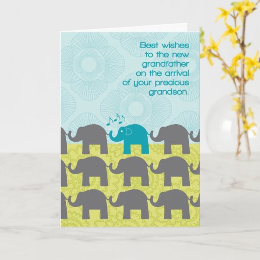 Grootvader feliciteert nieuwe kleinzoon Schattigee Kaart (Gele Bloem)
