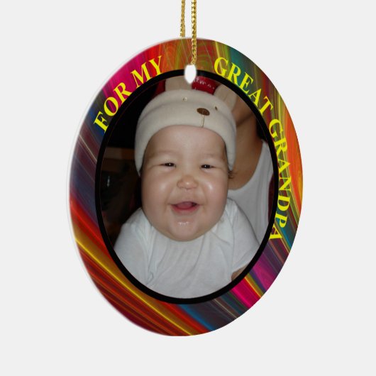 Grootvader Fotocadeau, Label en versiering Keramisch Ornament (Rechts)