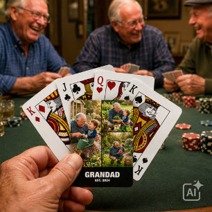 Grootvader fotoherinneringen gevestigd cadeau pokerkaarten
