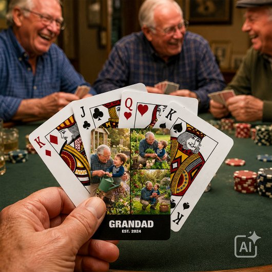 Grootvader fotoherinneringen gevestigd cadeau pokerkaarten