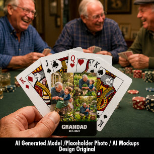 Grootvader fotoherinneringen gevestigd cadeau pokerkaarten