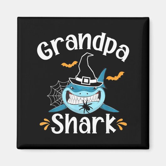 Grootvader Haai Grappige Halloween Opa Aankondigin Magneet (Voorkant)