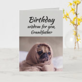Grootvader Humor Birthday Wisdom Cute Pug Dog Kaart (Gele Bloem)