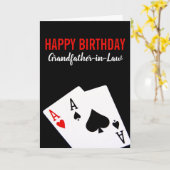 Grootvader-in-Law Poker Birthday Card Kaart (Gele Bloem)