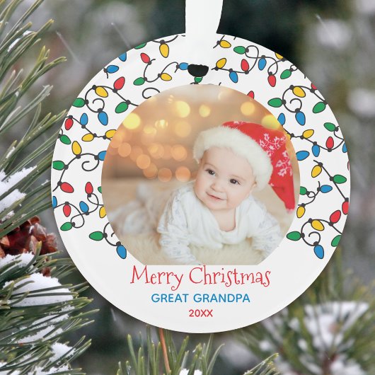 Grootvader Kerstverlichting Foto Ornament