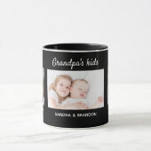 Grootvader kleinkinderen foto namen Zwart Mok (Midden)