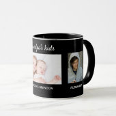 Grootvader kleinkinderen foto namen Zwart Mok (Voorkant rechts)