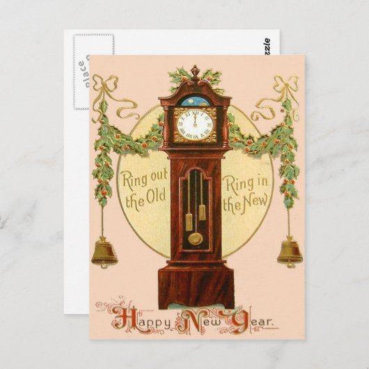 Grootvader Klok Holly Mistletoe Bell Briefkaart (Voorkant / Achterkant)