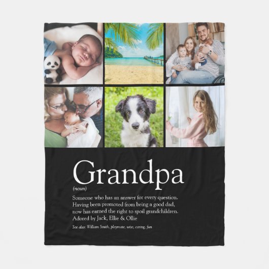 Grootvader Papa Definition 6 Foto Black Fleece Deken (Voorkant)