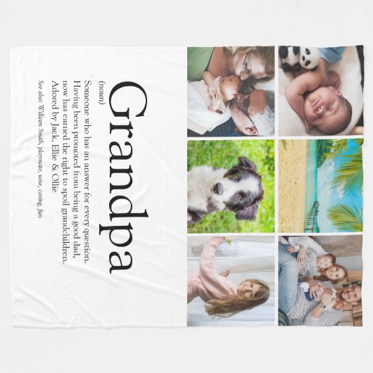 Grootvader Papa Definition Photo Collage Fleece Deken (Voorkant (Horizontaal))
