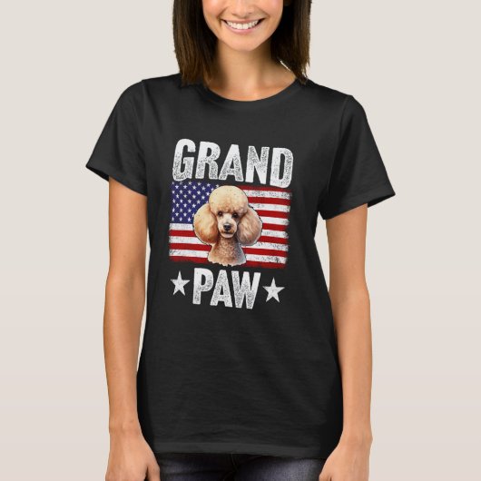 Grootvader poedel opa Vaderdag VS-vlag 4e T-shirt (Voorkant)