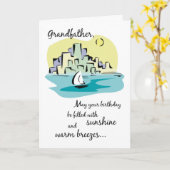 Grootvader Sailboot City Birthday Kaart (Gele Bloem)
