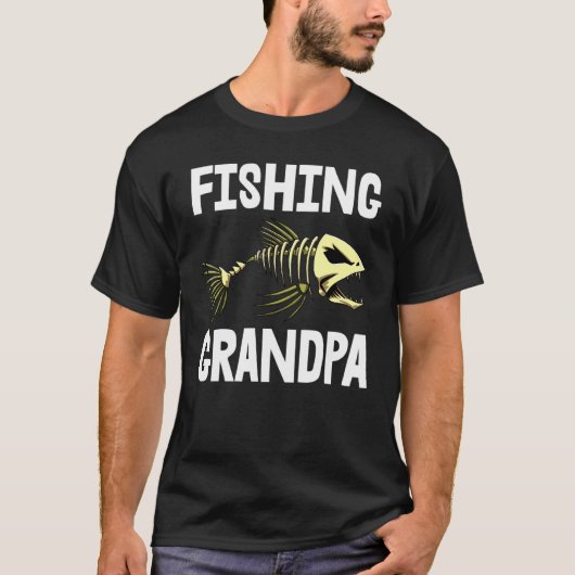 Grootvader skelet visgraat T-shirt vissen Scherpe (Voorkant)