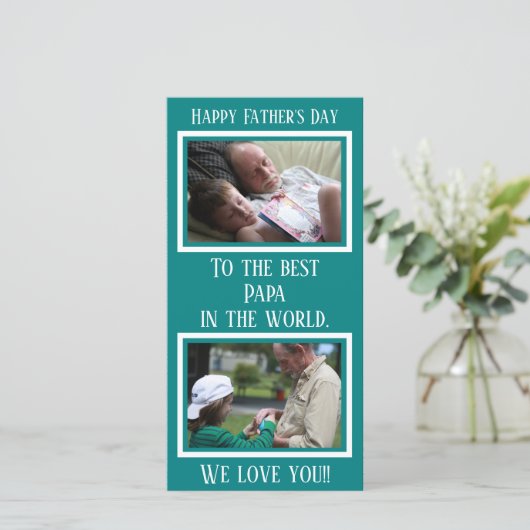 grootvader | VADERDAG | Aangepaste Blauwgroen foto (Staand voorkant)