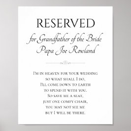 Grootvader van Bride Memorial Save a Seat Wedding Poster