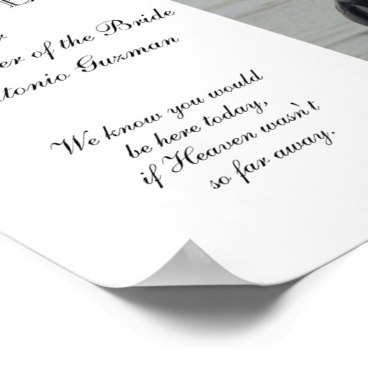 Grootvader van Bride Photo Memorial Seat Wedding Poster (Hoek)