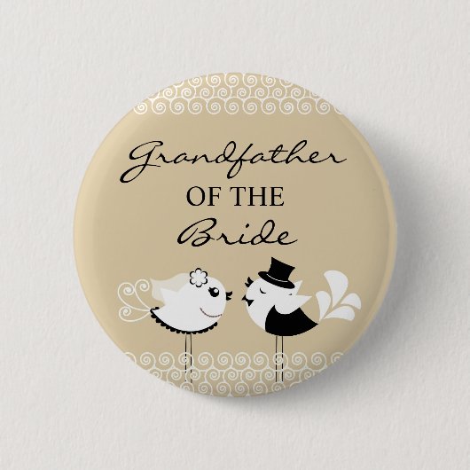 Grootvader van de Bride Birds Wedding Button (Voorkant)