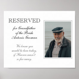 Grootvader van de bruid herdenkingsfoto trouwfeest poster