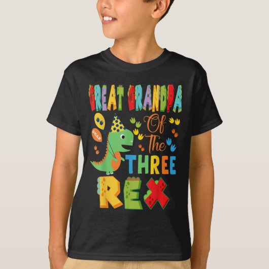 Grootvader van de drie Rex 3e Bday Boy Dinosa T-shirt (Voorkant)