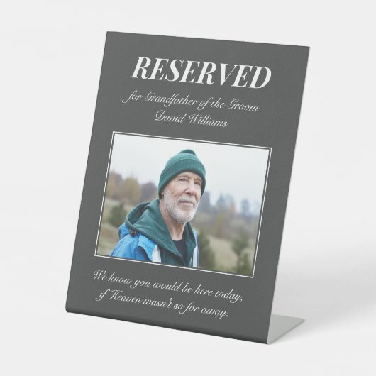 Grootvader van de Groom Memorial Photo Wedding Pe Reclamebord Met Voetstuk (Voorkant)