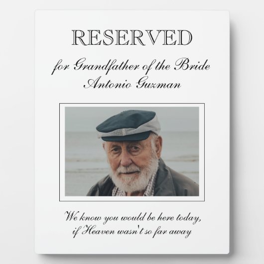 Grootvader van de herdenking van de bride gereserv fotoplaat (Voorkant)