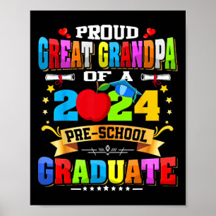 Grootvader van een 2024 Pre-k Afstuderen Funny Fam Poster
