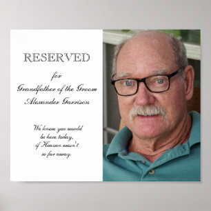 Grootvader van Groom Photo Memorial Seat Wedding Poster