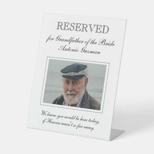Grootvader van het Bride Memorial Photo Wedding Reclamebord Met Voetstuk (Voorkant)