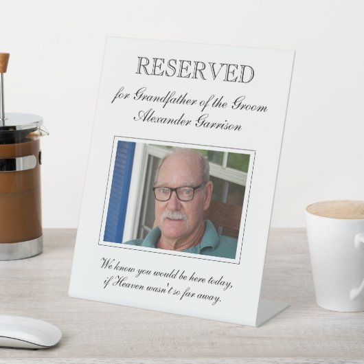 Grootvader van het Groom Memorial Photo Wedding Reclamebord Met Voetstuk (Insitu)