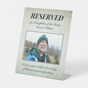 Grootvader van het Groom Memorial Photo Wedding Reclamebord Met Voetstuk