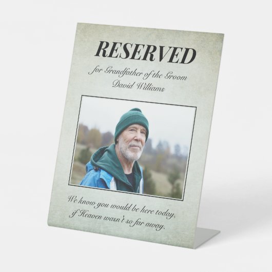 Grootvader van het Groom Memorial Photo Wedding Reclamebord Met Voetstuk (Voorkant)