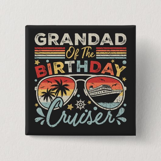 Grootvader van het verjaardagscruiser vakantieplei vierkante button 5,1 cm (Voorkant)