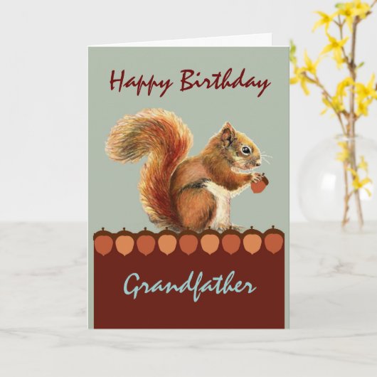 Grootvader van ons NUTS-Humor Squirrel Art Kaart (Gele Bloem)