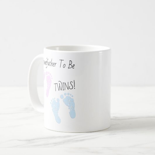 Grootvader van voetafdruk om tweelingen-aankondigi koffiemok (Voorkant links)