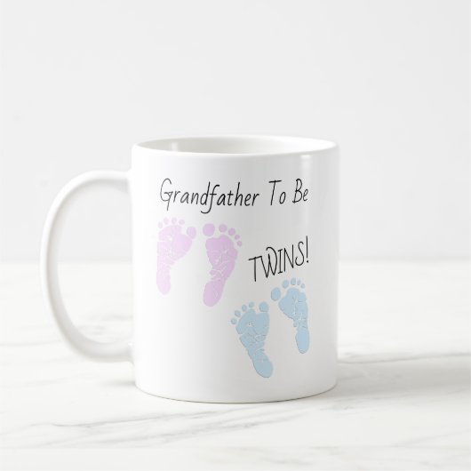 Grootvader van voetafdruk om tweelingen-aankondigi koffiemok (Links)