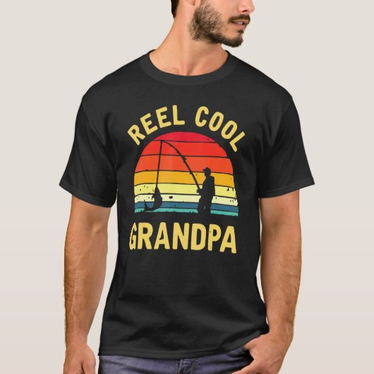 Grootvader vissen met spoel  Oude Vadersdag 1 T-shirt (Voorkant)