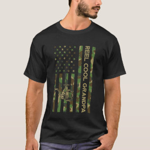 Grootvader visser Amerikaanse vlag Camouflage T-shirt
