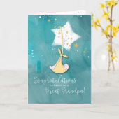 Grootvader worden Gefeliciteerd, Baby in Stars Kaart (Gele Bloem)