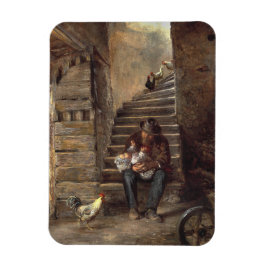 Grootvader zorgt voor zijn kleinzoon magneet