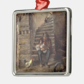 Grootvader zorgt voor zijn kleinzoon metalen ornament (Links)